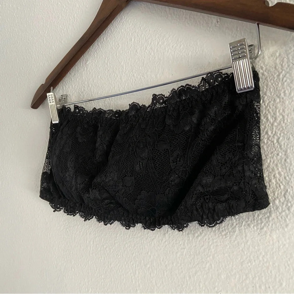 Lace Bandeau Bra Wire-Free Strapless Intimates Lingerie XL Scalloped Lace Sexy - Picture 3 of 12